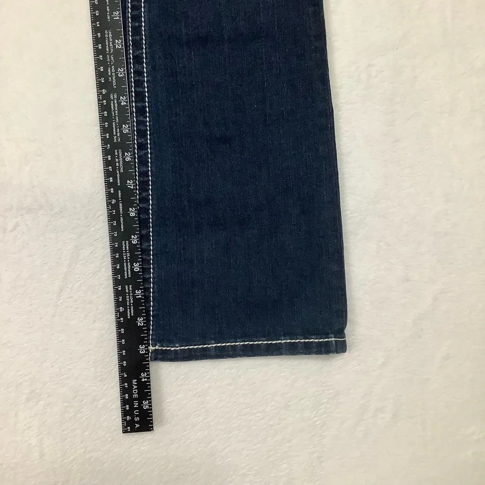 Miss Me Signature Slim Boot Cut Jeans Size 28 Dark Wash Embellished Pockets